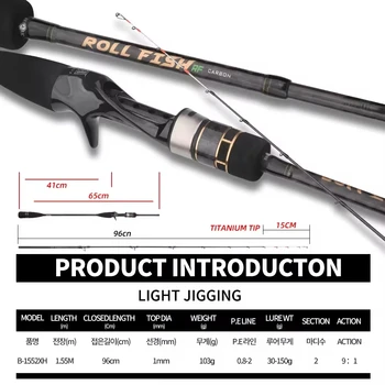 1.55m Ultralight Carbon Fiber Spinning Rod with Titanium Tip EGI Squid Jig Casting Cuttlefish Rod Featuring Eva Handle – Metal Jig – view 3