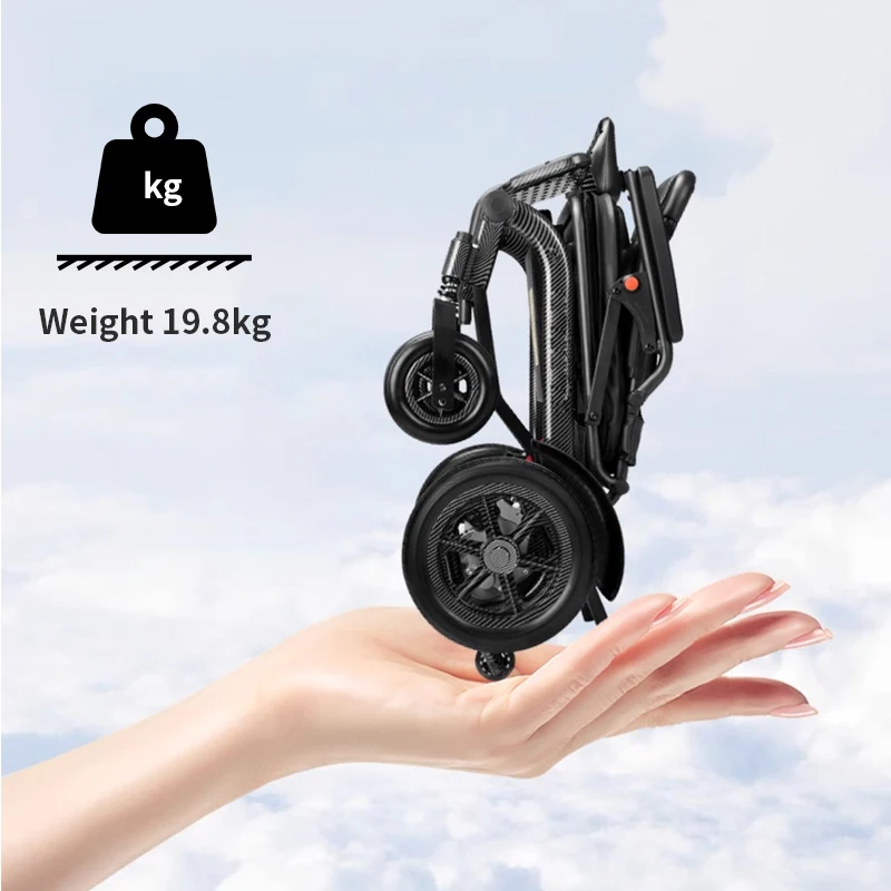 15.3kg Light weight folding electric wheelchair portable aluminum powerchairs dual controller wheelchair supplier