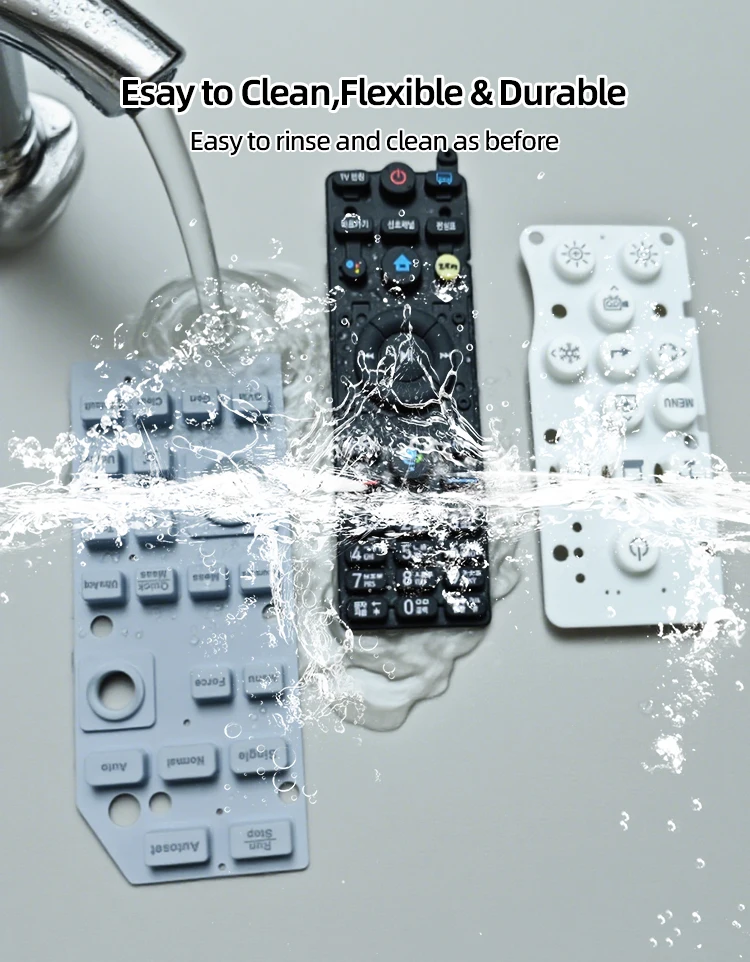 product customizable colors sizes durable anti slip eco friendly food grade silicone remote control buttons custom shape industrial hs-3