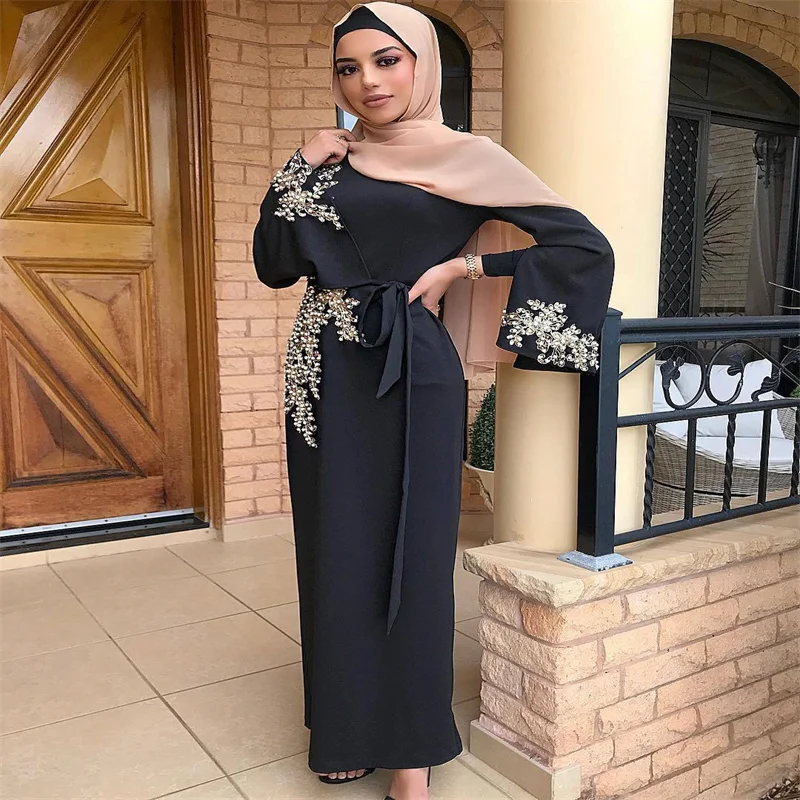 strapless open back dress Taala Satin Layered Open Abaya with Hijab - CLEARANCE NO RETURN