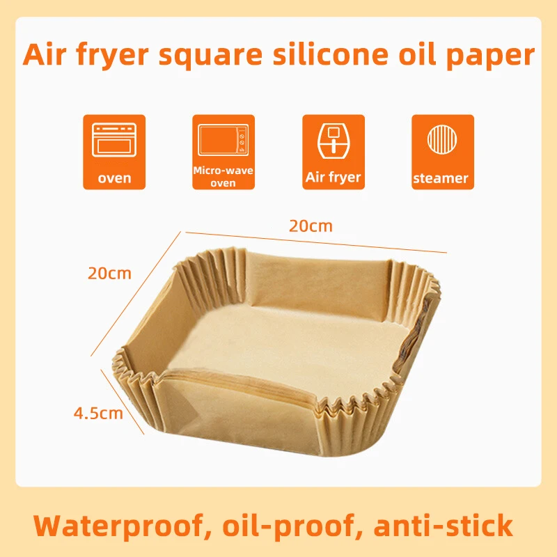 100/50pcs 16/20cm Air Fryer Disposable Paper Liner Non-Stick Mat Parchment  Wood Pulp Steamer Round Paper Liner Dropshipping