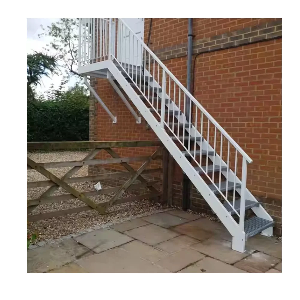 Hot Popular Metal Structure Outside Steel Stair Quartz Stone Step Exterior Staircase