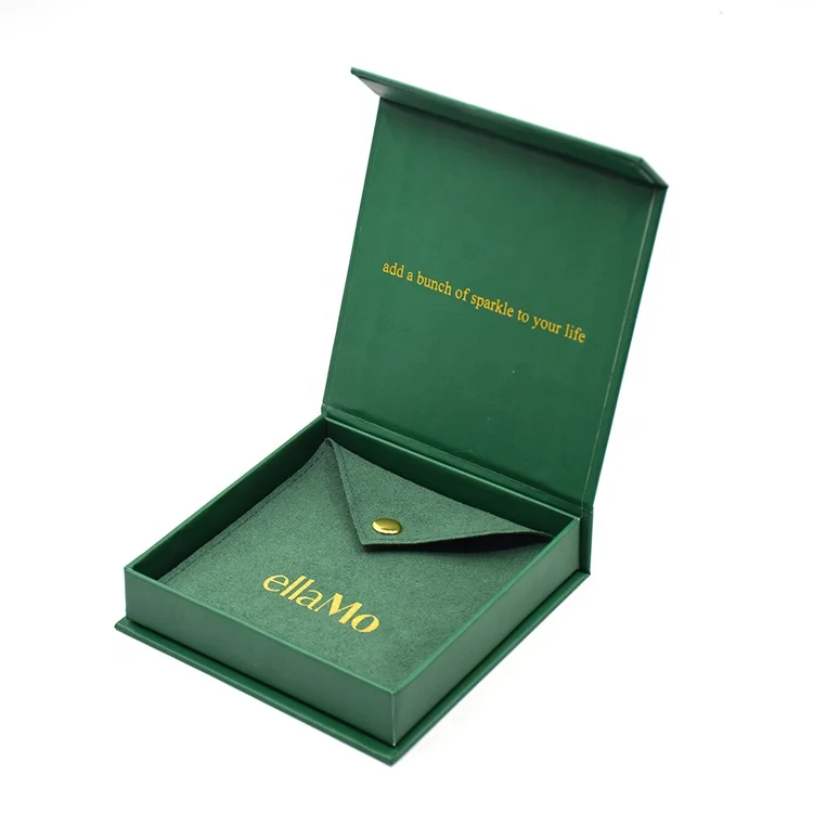 Lionwrapack Custom Logo Jewellery Packaging Boxes With Mini Velvet Bracelet Bag and Green Drawer Paper Box Set