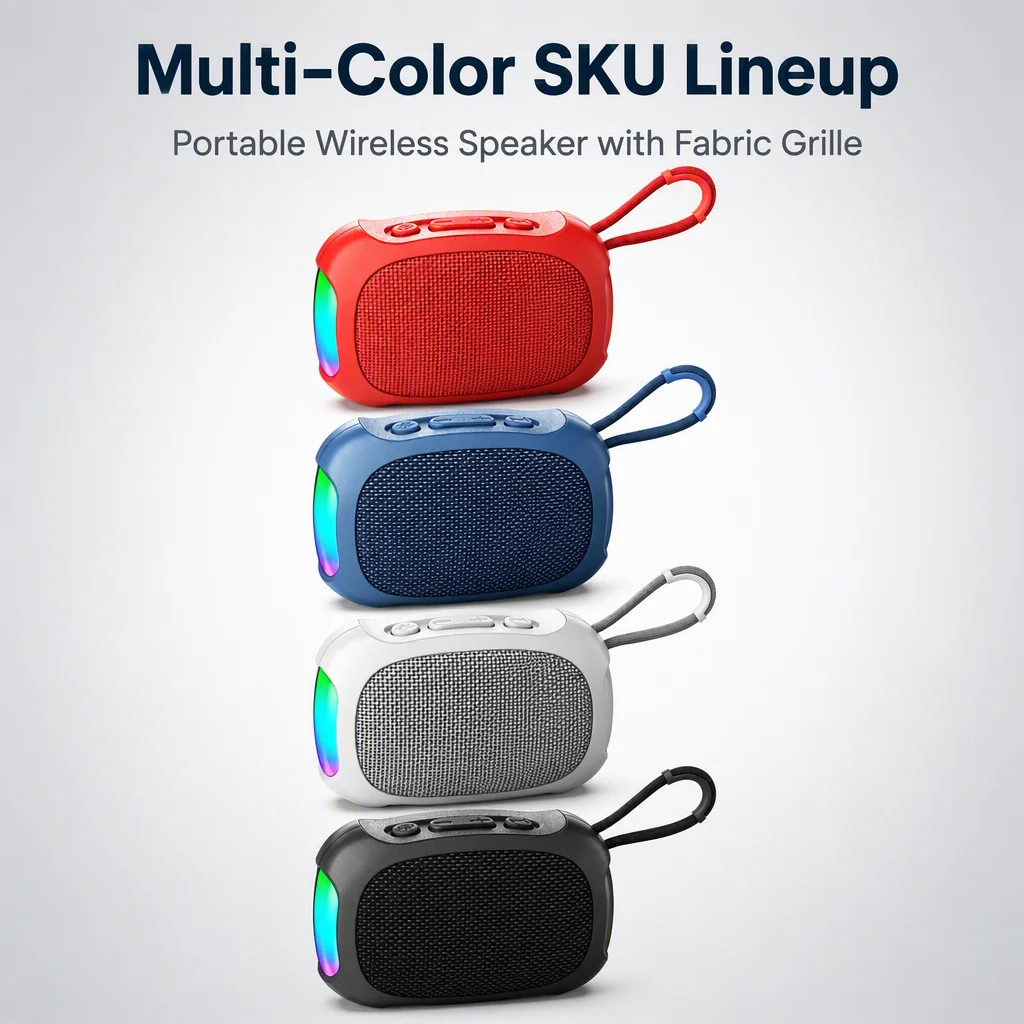 Fabric Retro Design Speaker RGB Cool Lighting Party TWS Pairing for Camping Hiking and Night Running
