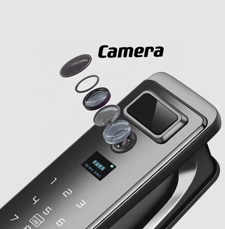 Tuya Smart Door Lock WiFi Finger Recognition Cerradura Inteligente for Home Security Features Integrated Camera Memory Card