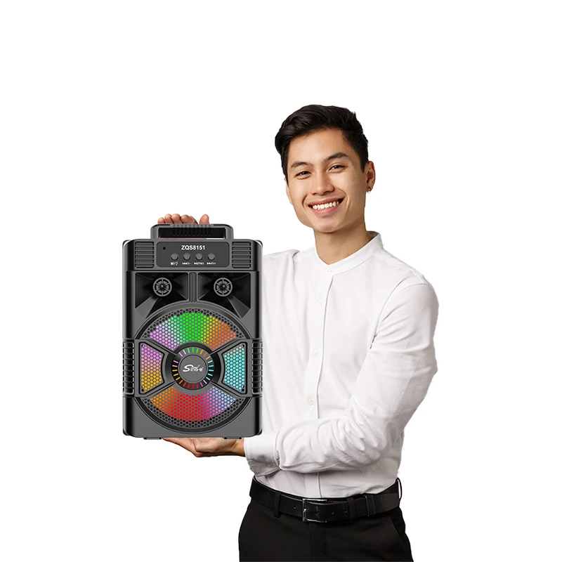 Sistema De Sonido De Alta Potencia Zqs8151,Caja De Altavoces Para  Computadora,Teléfono Móvil,Fiestas,Karaoke,Micrófono Inalámbrico  Incorporado,Led - ...