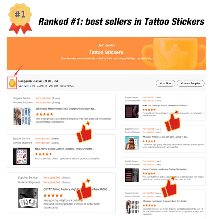 Custom Premium Long Lasting Printing Fashionable Design Water Transfer Body Temporary Tattoo