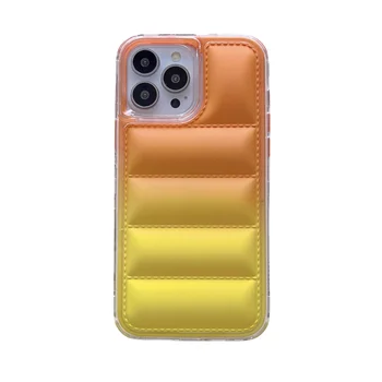 2024 New Fashion 3 in 1 shockproof gradient colors down-filled garment phone case for iphone customizable logo