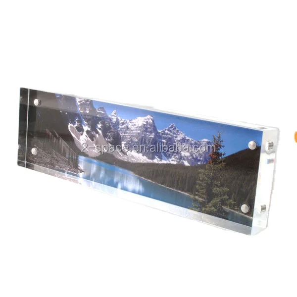 Desktop Lucite s Block Frame  Acrylic Block Sign Holder clear Acrylic Magnetic 2x6 Photo Booth Frame