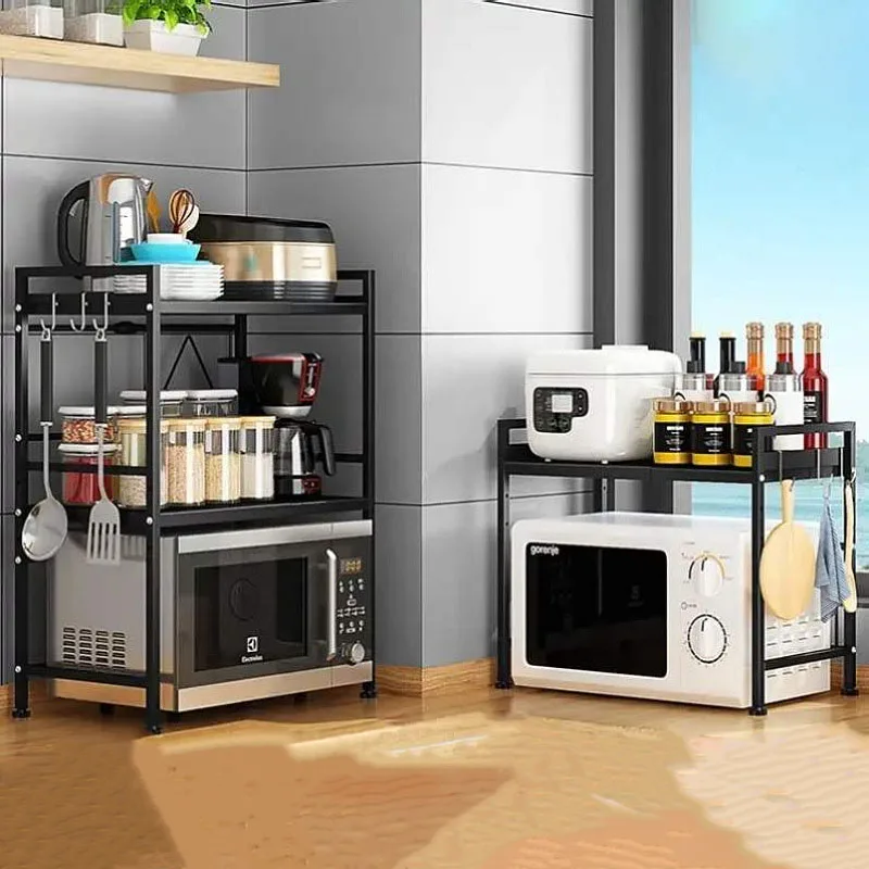 Microwave Oven Rack Kitchen Utensil Holder Modern Kitchen Decor  Space-Saving Kitchen Storage (Color : White, Size : 60cm) (Color : Log  Color, Size 