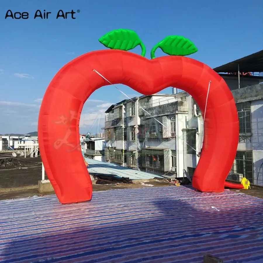 Red Inflatable Apple Archway, Outdoor Promotion Gantry for Fruit Advertising & Event Decoration Includes Air Blower