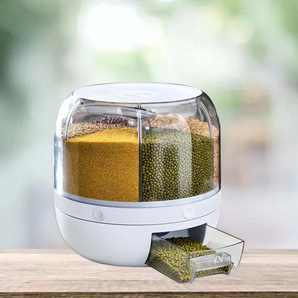 Food Grain Storage Container Large Capacity 6grid Rice Dispenser