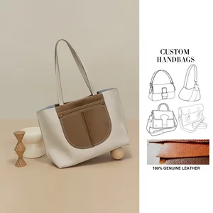Custom LOGO 2023 High Quality Large Handbag Luxury Genuine Leather Women's Tote Bags