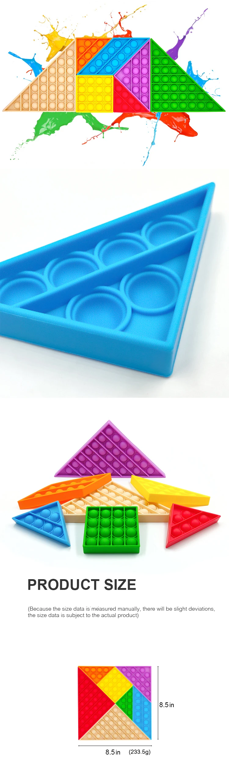 High Quality Educational Autistic Push Pop Bubble Fidget Sensory Toys Tangram Pop Set