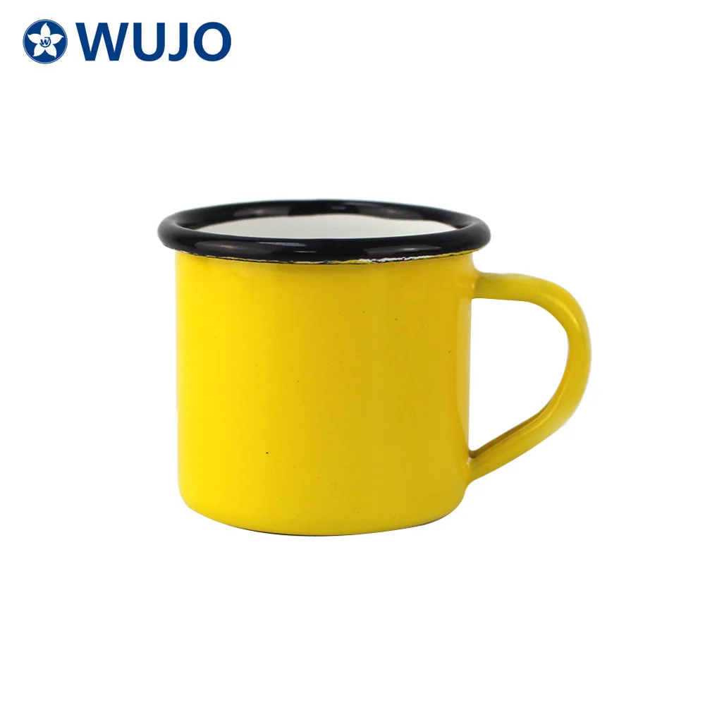 WUJO Small Retro Enamel Camping Coffee Mug Color Glazed 6cm Enamel Mugs