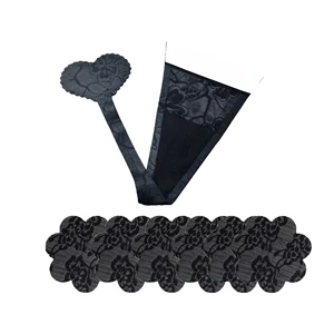 Strapless Hear Shape Lace Nipple Cover C-string Briefs Panty Seamless Invisible  G-string Adhesive Thong Panties Set for Women