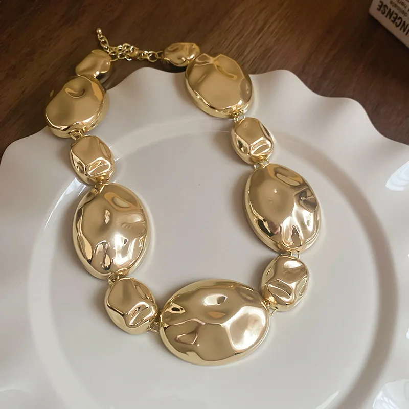 New Arrival Metal Oval European and American Style Accessories Necklace and Earrings Set for Women