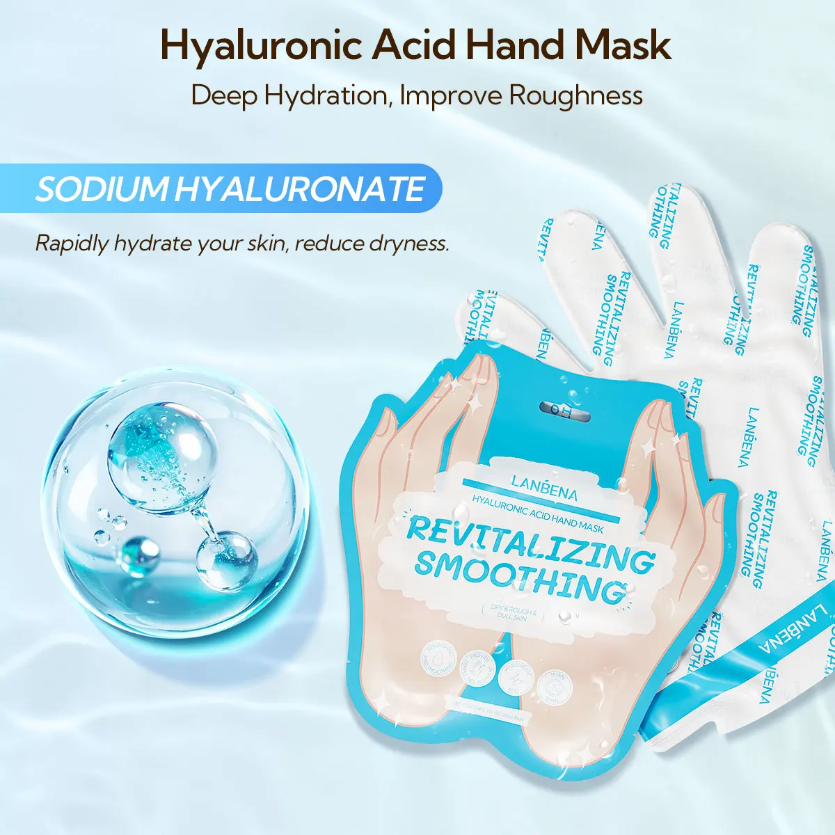 Lanbena Oem Hyaluronic Acid Hand Peel Mask Whitening Moisturizing Hand Mask