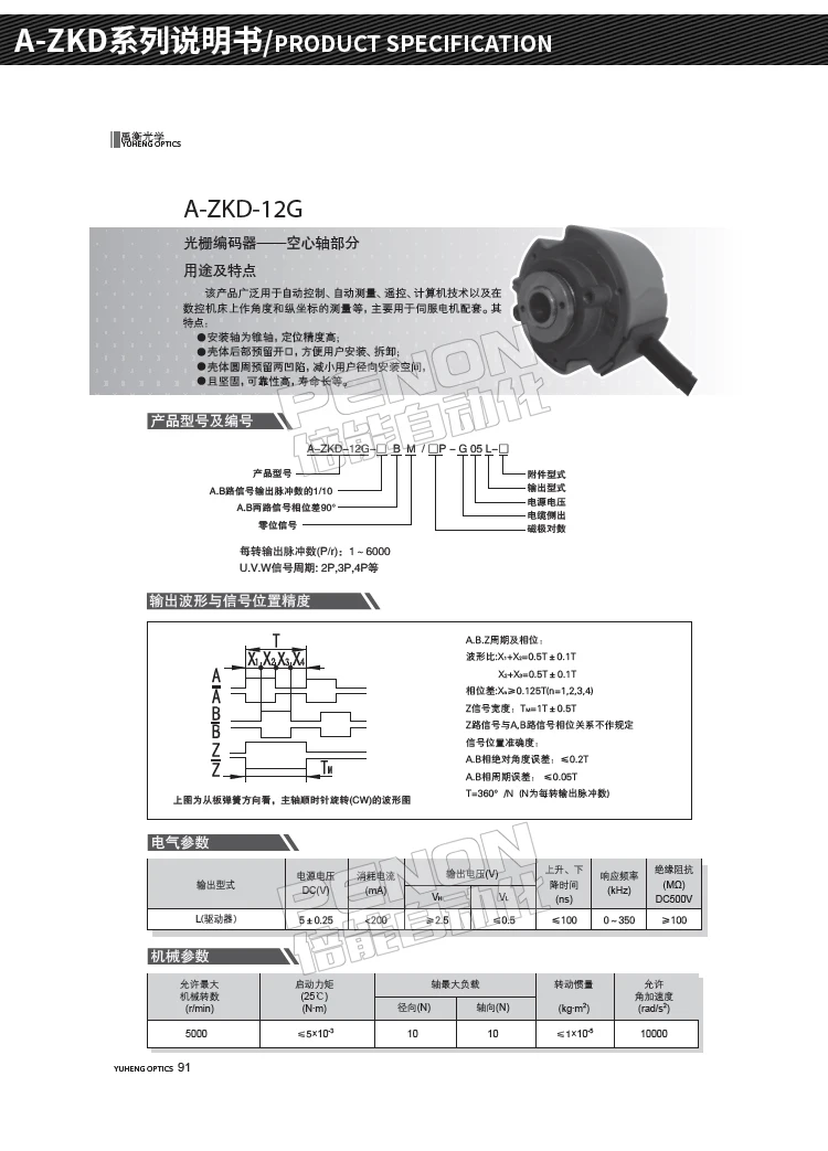 Optoelectronic Rotary Motor Encoder Azkd13r250bm/4pg05l0.6m Pulse