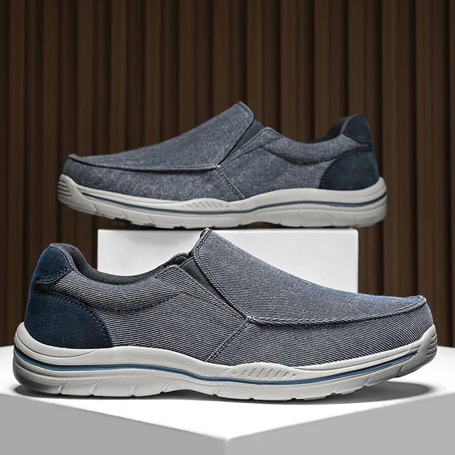 Old Beijing Cloth Men's Loafers Plus Size Outdoor Casual Canvas Shoes Slip-On Platform Wear-Resistant Mesh for Autumn Size 47