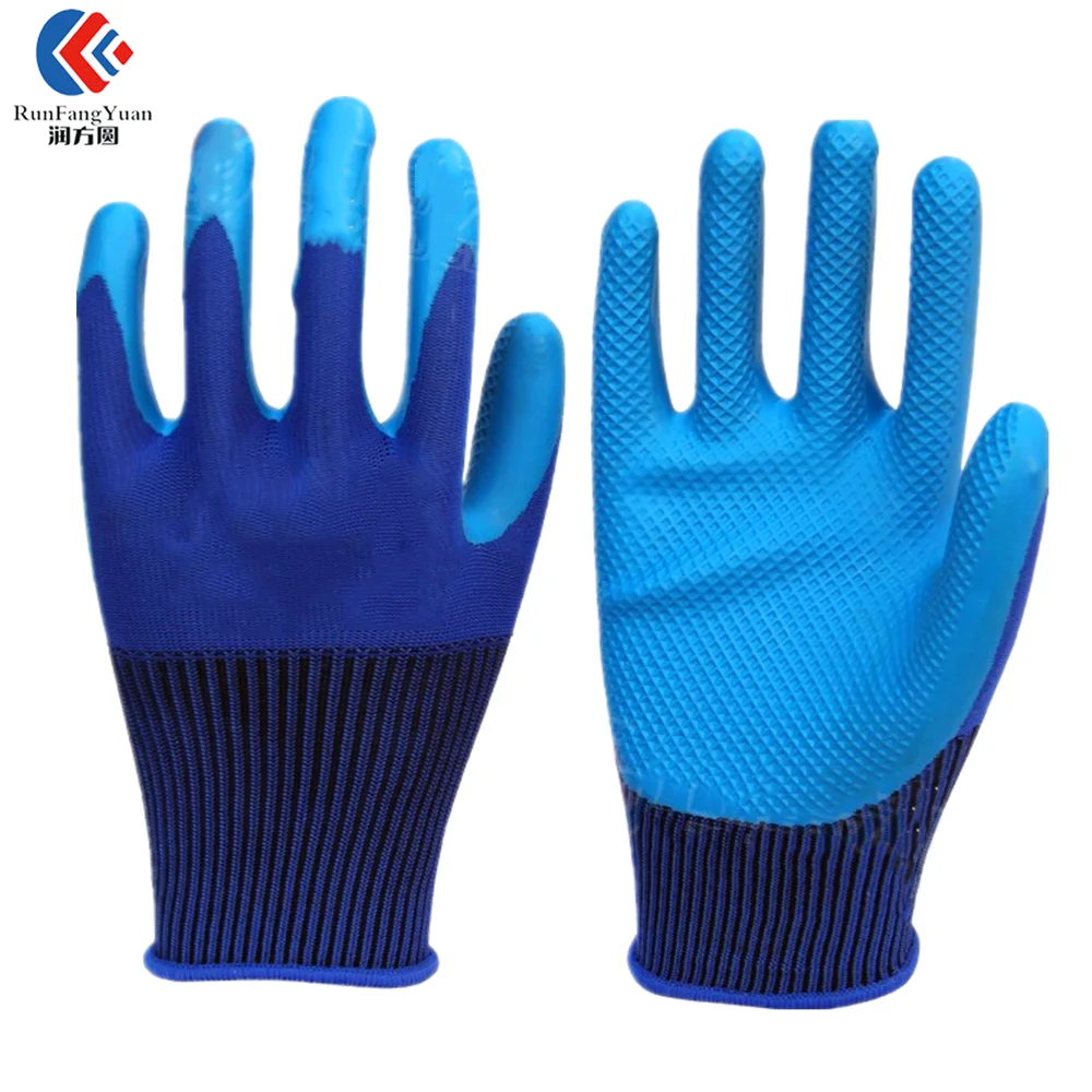 Cheap Cotton Polyester Lined Rubber Latex Dipped Safety Gloves