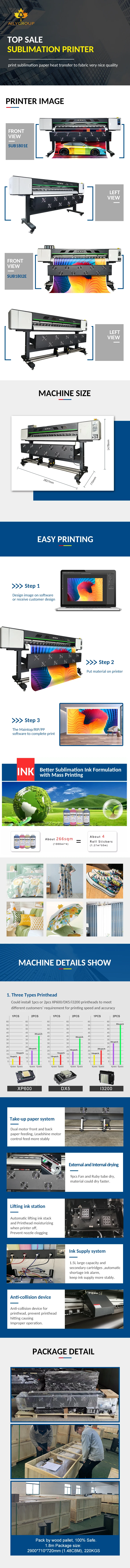 2023 NEW DESIGN 1.8m Printing machine digital textile transfer 1800mm sublimation printer with sublimation ink