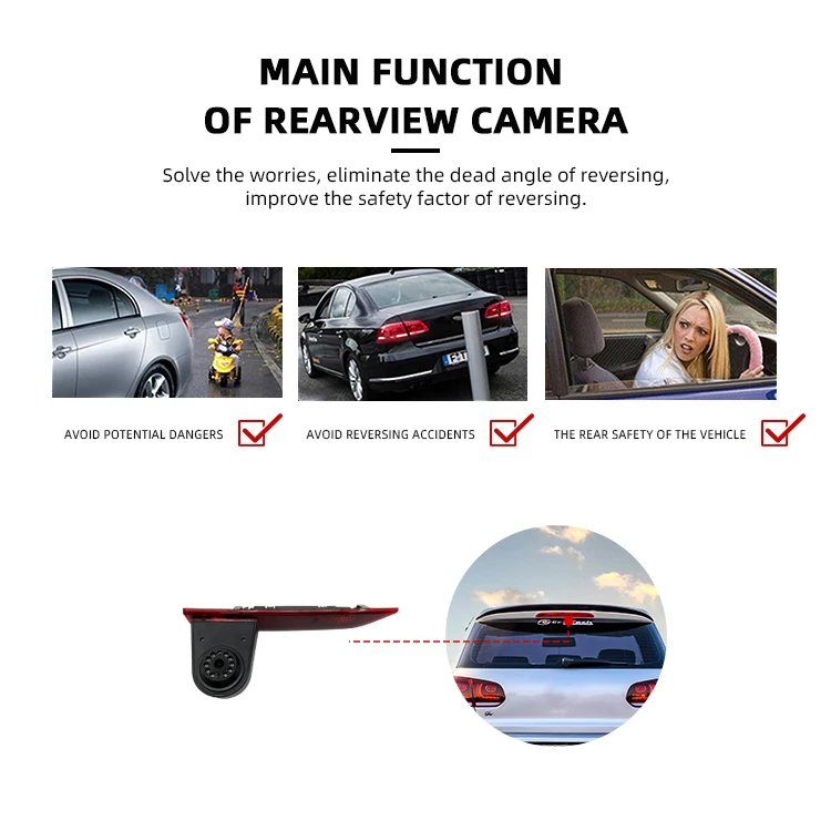 WEMAER Vehicle Night Vision Car Brake Light Rear View Reverse Camera for Ford Transit Custom With LED  2016.5-Current details