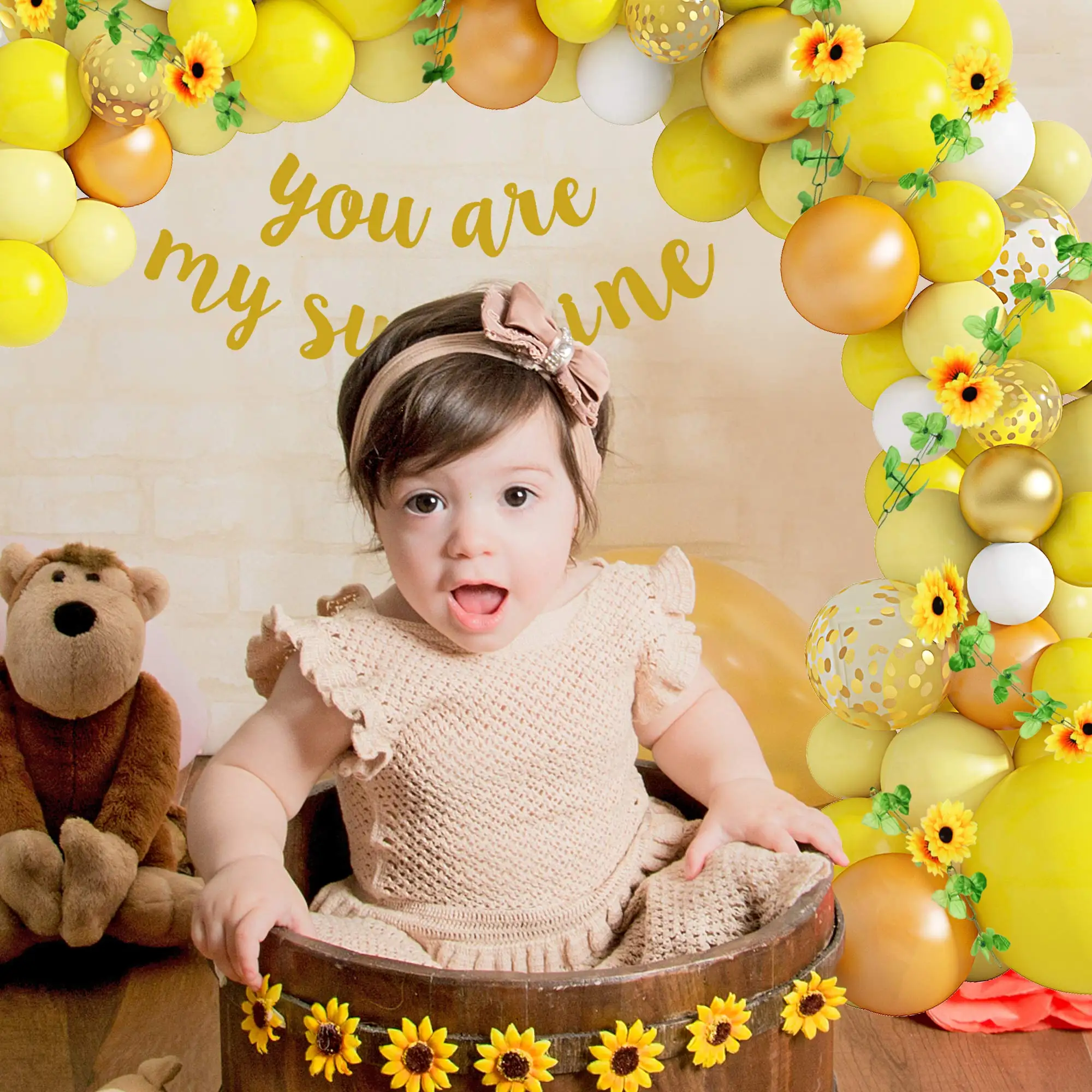 Sunflower Baby Shower Floral Balloon Garland Kit 18'' Yellow