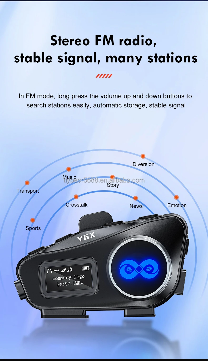 product tiypeor motorcycle bluetooth 51 helmet earphone ipx6 waterproof fm radio flashlight 4 riders intercom 1000m music sharing936-7