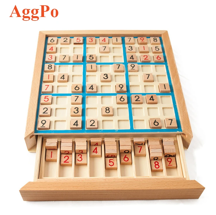 with Book of 100 Sudoku Puzzles Math... Wooden Sudoku Board Game with Drawer 