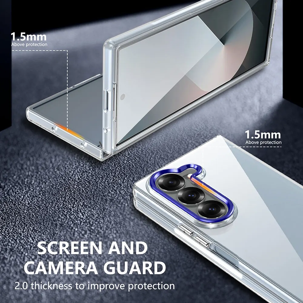 Laudtec Sjk959 Clear Phone Case Metal Lens Shockproof Cover Transparent Pc Hard Anti Yellow For Samsung Z Fold6 Fold5 Fold4 details