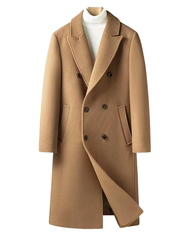 Outdoor Breasted Blazer Trench Overcoat Men Cashmere Coat Winter Double Faced Wool Men's Long Woolen_voghion.com