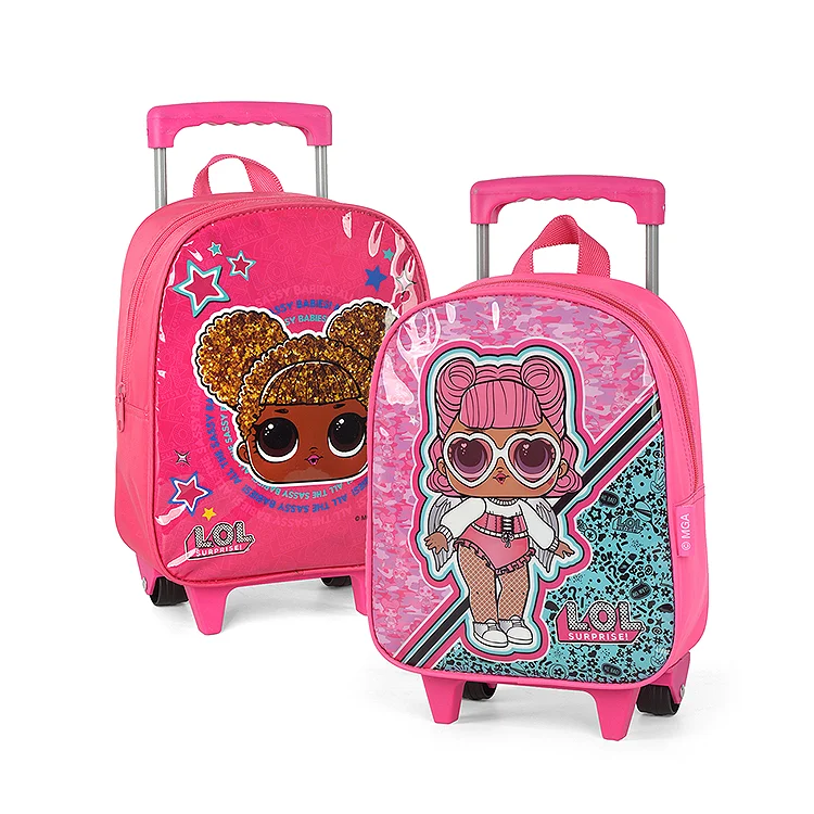 Новый Модный милый розовый детский рюкзак на колесиках для девочек