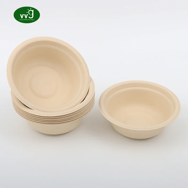 VVG Biodegradable Compostable Bamboo Paper 7oz Small Round Eco Friendly Disposable Ice Cream Serving Smoothie Bowls