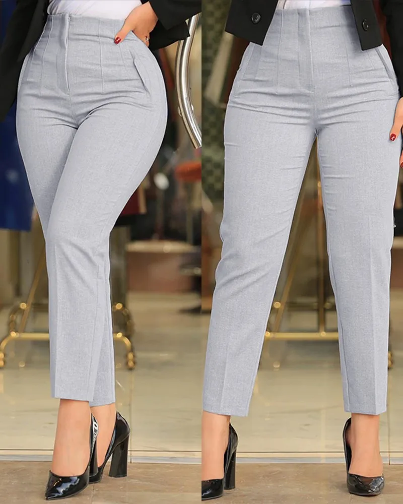 Hot Sale Spring And Autumn Women's High Waist Casual Trousers Ladies ...