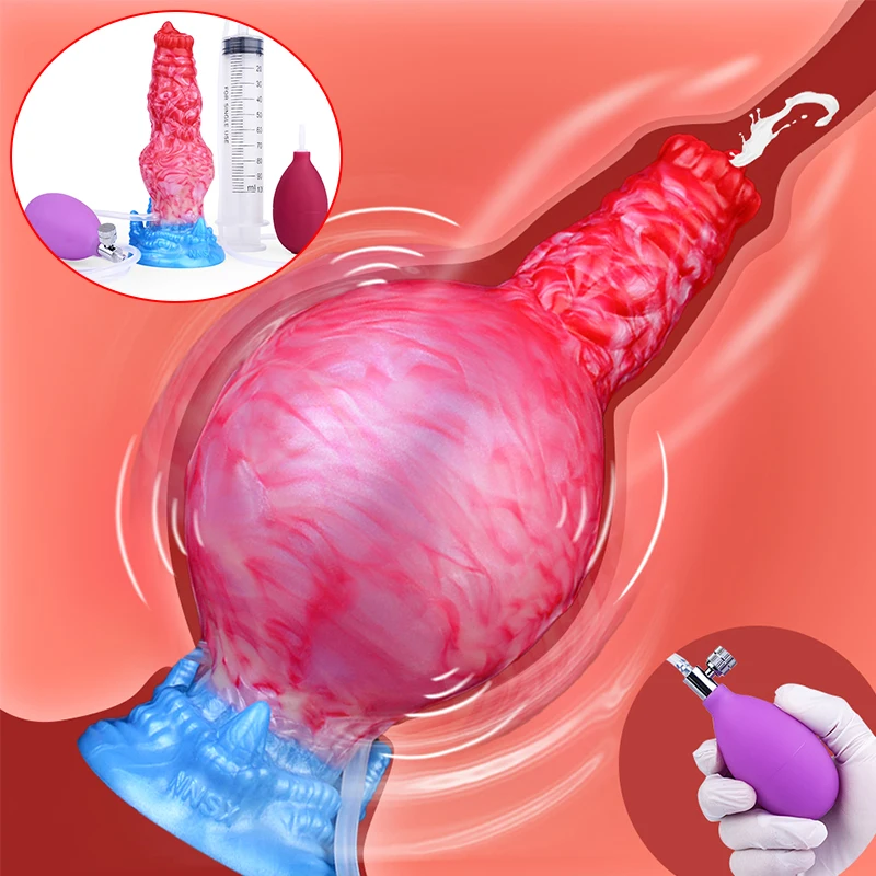 Fantasy Inflatable Anal Plug with Pump Butt Shower Enema Silicone Fetish BDSM Anal Sex Large Anus Plug Dilator Prostate Sex Toys