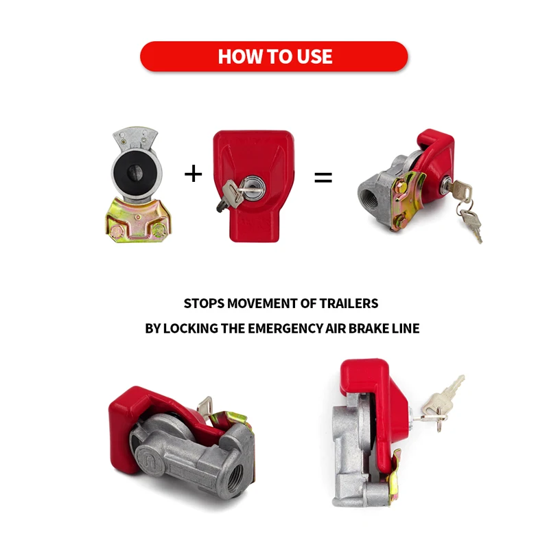 thumbnail image 2 of Tractor-Trailer Air Brake Lock - Heavy Duty Anti-Theft Lock For Truck Parking Brake & Trailer Air Valves 2 of 12