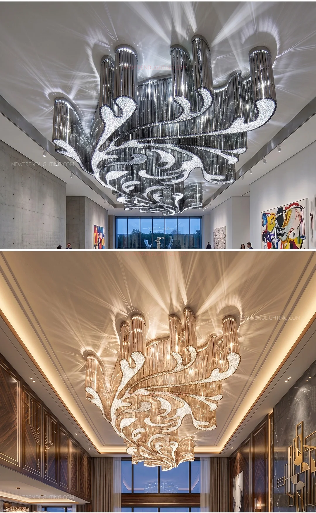 cpl 513 custom sculptural crystal chandelier oversized bespoke led ceiling lighting manufacturer for hotel lobbies-3