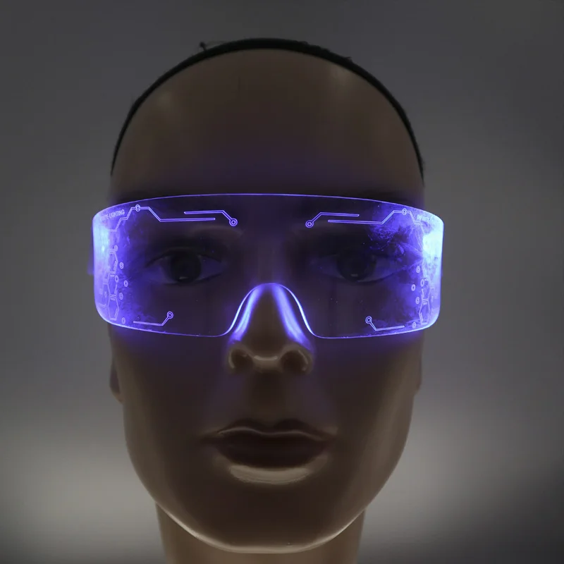 
СВЕТОДИОДНЫЕ светящиеся очки для вечеринки, футуристические электронные очки с козырьком, очки с подсветкой для Хэллоуина, фестиваля 