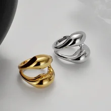 ICEBELA Jewelry 925 Sterling Silver 18k Gold Plated Korean Hollow-out Smooth Female Irregular Line Index Finger Rings For Girls