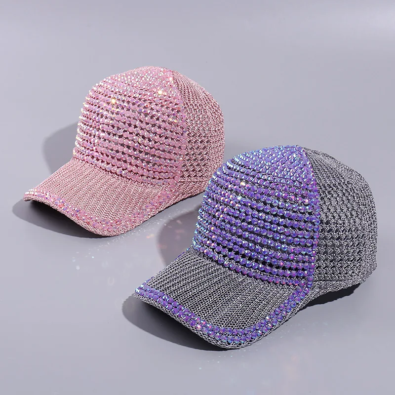 Wholesale New Arrival Diamond Baseball Hat Crystal Summer Adult Rhinestone  Cap Tennis Golf Sports Trucker Visor Hats