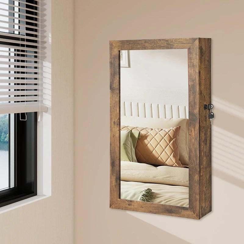 Новый деревянный шкаф для хранения гостиной Запираемый Настенный ювелирных изделий