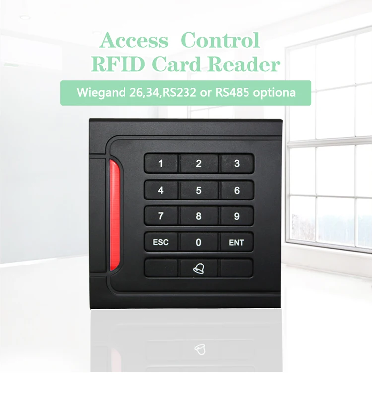 Wiegand26/34 RFID Chip Card Reader Access Control With Doorbell RFID Reader Waterproof Keypad Access Control