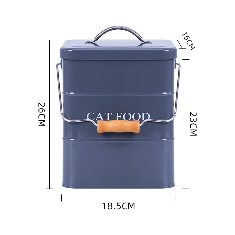Sealing Pet Food Storage Container with Scoop Grey Cat Food Storage Buckets Sample Fashion Handle Bucket