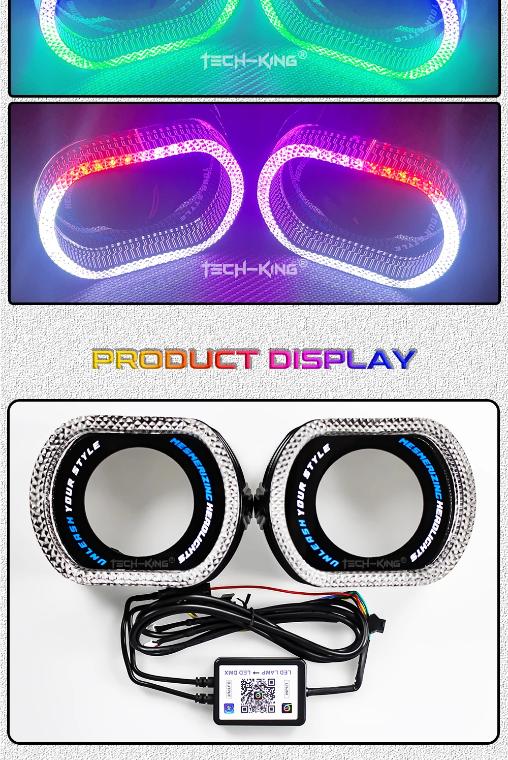 Car LED Angel Eye 2.5/3.0 Inch Shrouds with RGBW Angel Eyes & 5D Lighting for Projector Headlight Decoration New Condition Lamp