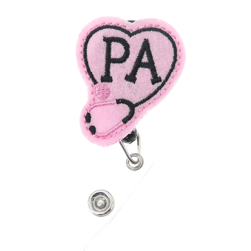 Medical Pink Heart RN Badge Reel