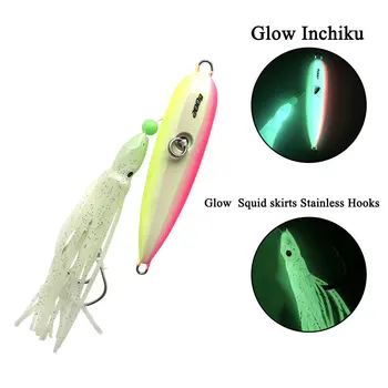 80g Luminous Fishing Octopus Squid Shrimp Jig Lure Treble Hook Silicone Skirt Trolling Hard Lure – Soft Lure – view 4