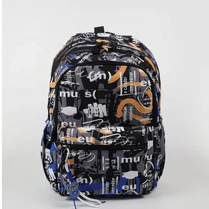 High School College-style Backpack, Boys' and Girls' Casual Bag, Personalized Graffiti, Nylon Fabric Multi-functional Backpack