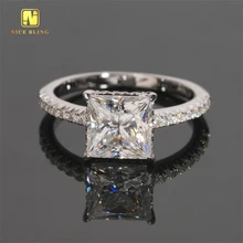 Hot Sale Women Jewelry 8mm Princess Cut Diamond Wedding Rings Iced Out 925 Silver Moissanite Engagement Eternity Ring For Women