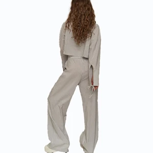 S-2XL Spring Solid Knitting Long Sleeve Shirt High Waist Drawstring Shorts Fashion Casual One Set Women